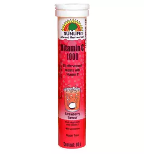 Picture of SUNLIFE VIT-C 1000MG EFFERVESCENT S`BERRY 20`S (TUBE)-PCS