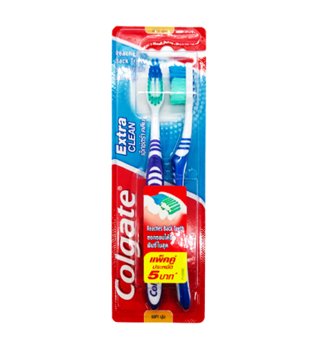 (DC)COLGATE TOOTHBRUSH EXTRA CLEAN SOFT WITH CAP 2 S-PCS၏ ဓာတ္ပံု